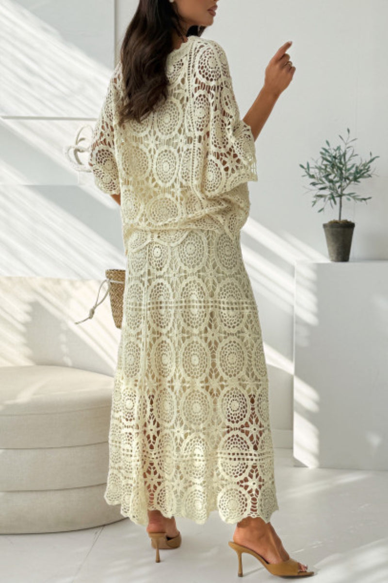 Women's Retro Crochet Lace Two-Piece Set
