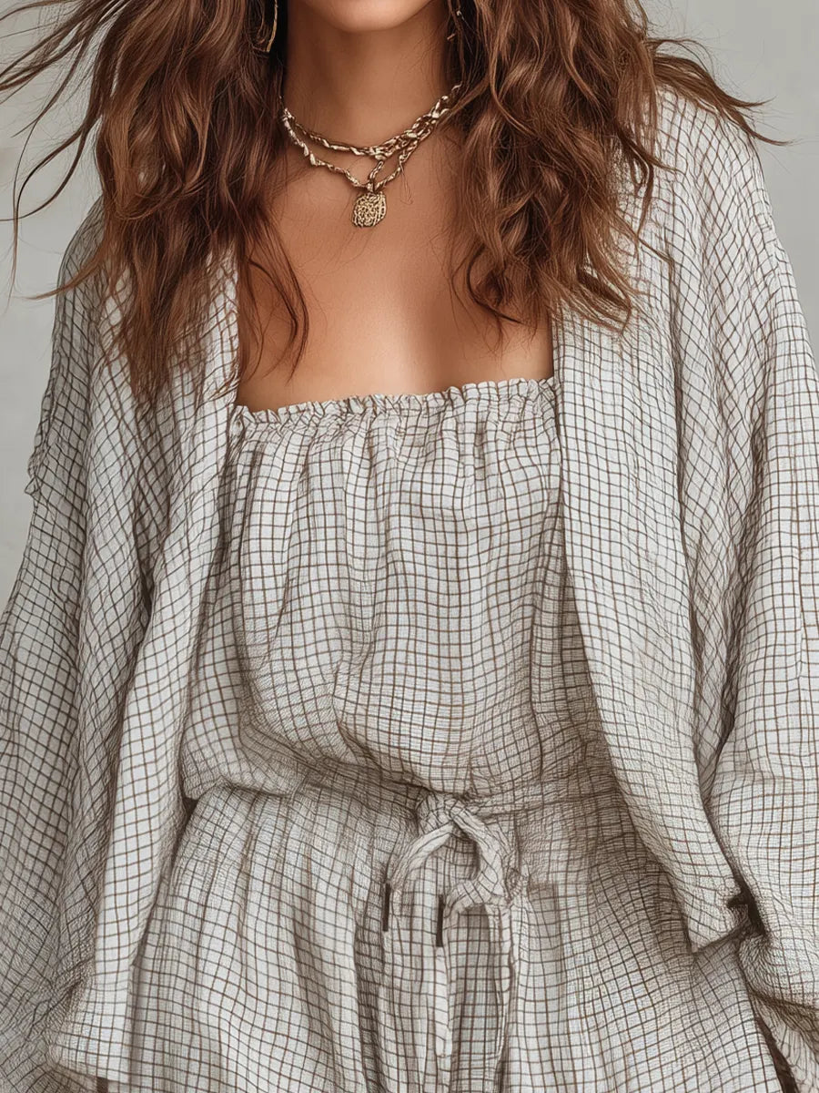 Relaxed Textured Check Lounge Set
