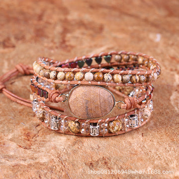 Unisex Natural Picture Stone Crystal N Bracelet