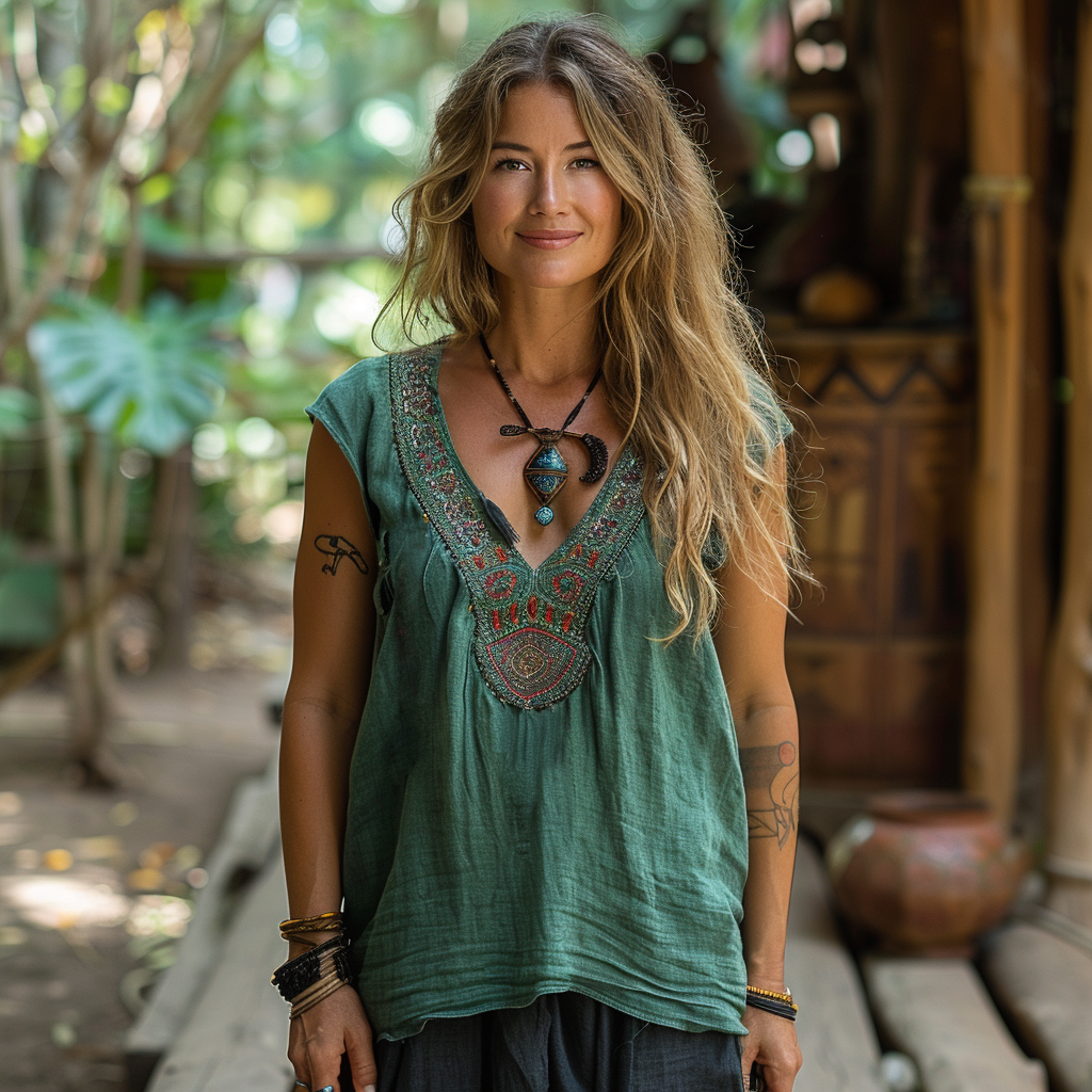 Retro Loose, Comfortable And Breathable Ethnic Style Linen V-neck Suspender Sleeveless Top