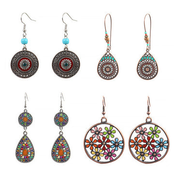 Women's Bohemian Tribal Hollow Earrings