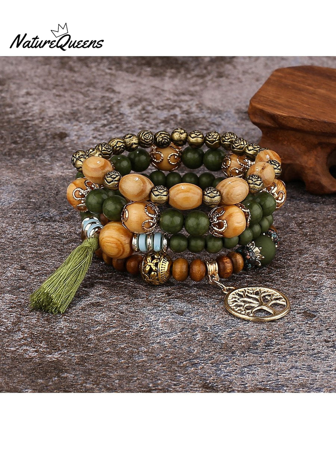 Boho Multi-layered Wooden Beaded Bracelet
