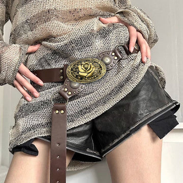 Personalized Western Cowboy Style Metal Ring Buckle Belt