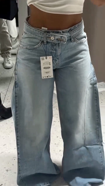 Light Blue Low Waist Wide Leg Jeans