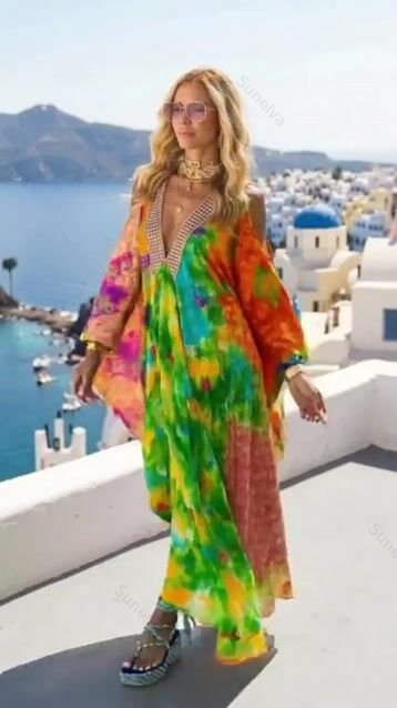 Bohemian Vacation Printed Kaftan7883