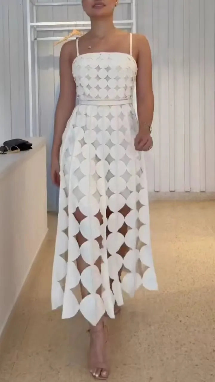 Women's Strapless Dress: Geometric Cutouts, Waist-Cinching, Elegant Style