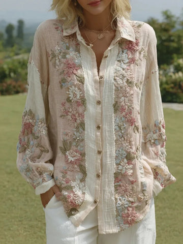 Women's Floral Embroidered Casual Shirt