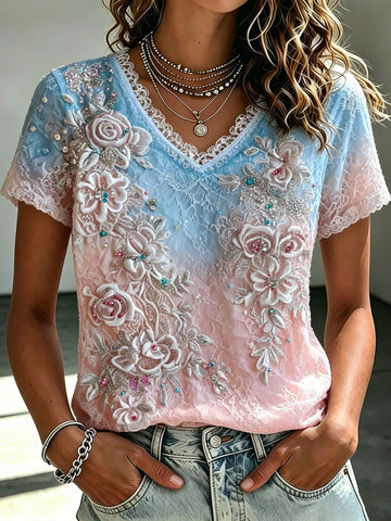 Women's Retro Bohemian Floral Print Cotton Linen Comfortable Top