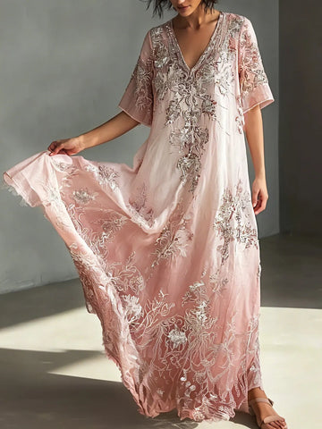 Women's Retro Bohemian Floral Print Dress
