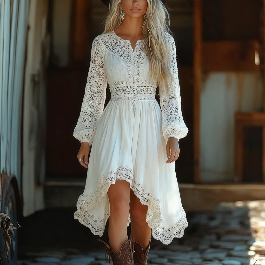 Western Girl Long Sleeve Vintage Dress