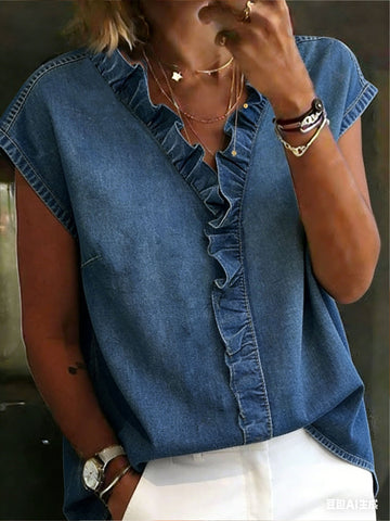 Women's Casual Denim Cotton Shirt