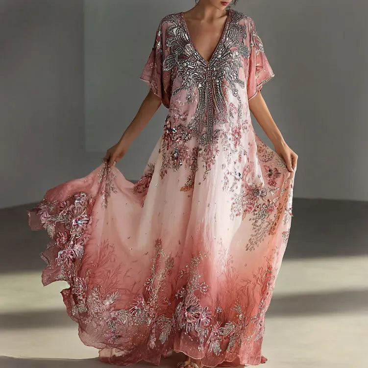 Women's Retro Bohemian Floral Print Dress