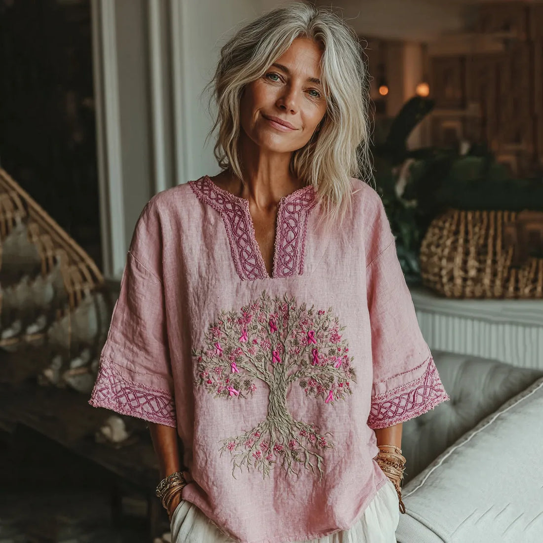 Women's Tree Of Life Pink Ribbon T-shirt