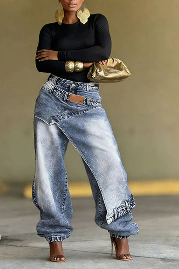 Women's Two-Piece Street Style Fashion Jeans&Diamond Jeans