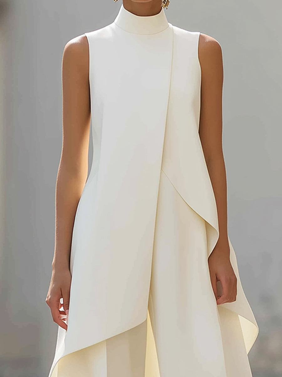 Asymmetric Layered Sleeveless Top & Wide-Leg Pants Set
