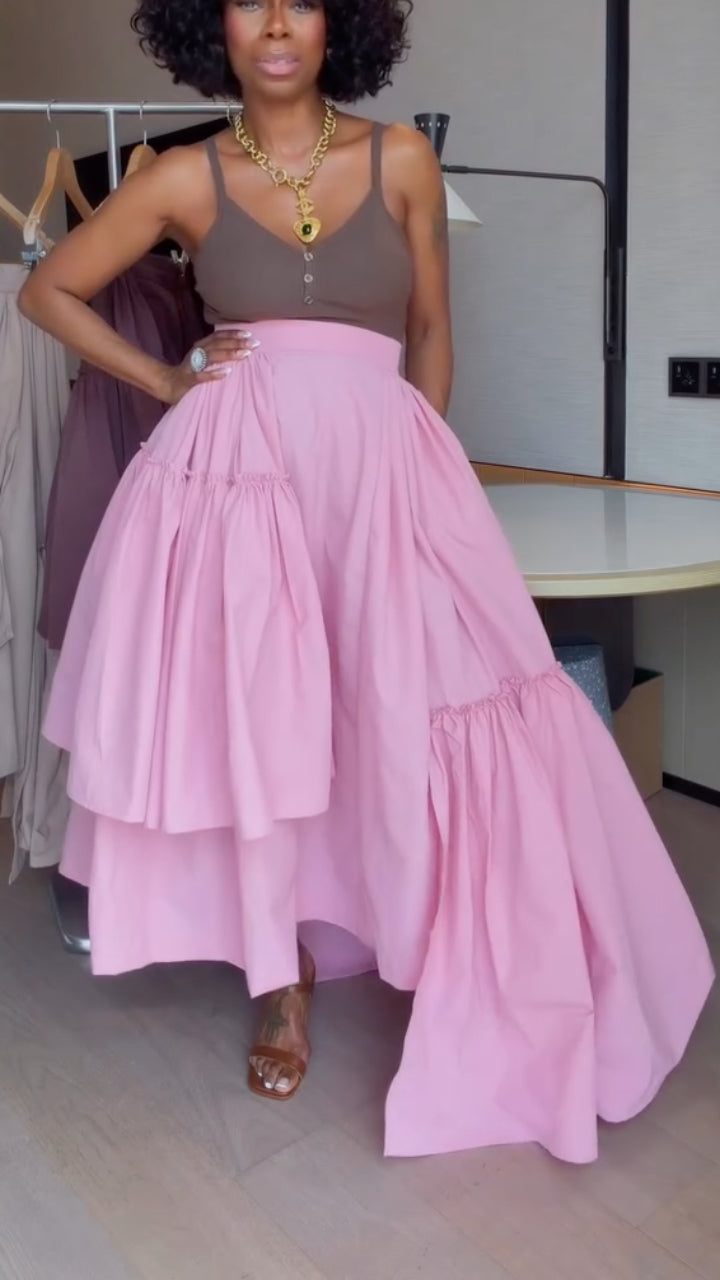 Women's Irregular Multi-Layer Flared Maxi Skirt