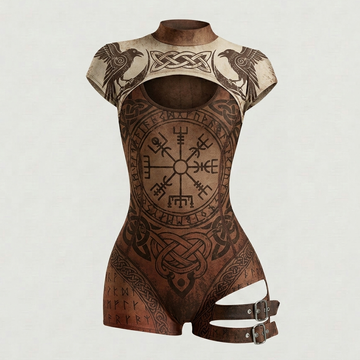 Viking-Style Tight-Fitting Swimsuit Bodysuit
