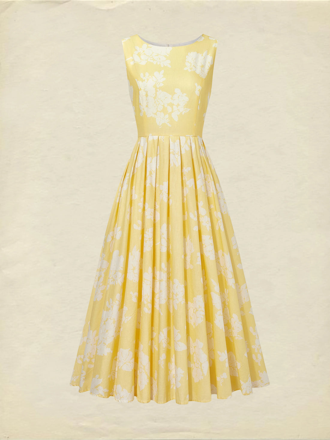 (SIZE:XS-XXL) Midi Linen Dress, Sleeveless,  Linen Blend, Floral, Renaissance