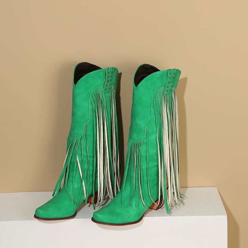 Womens Vintage Tassel Western Boots