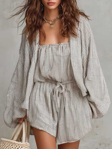 Relaxed Textured Check Lounge Set