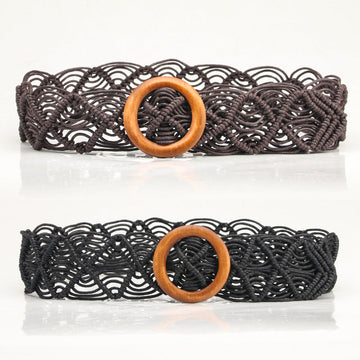Vintage Wax Rope Hollow Woven Belt