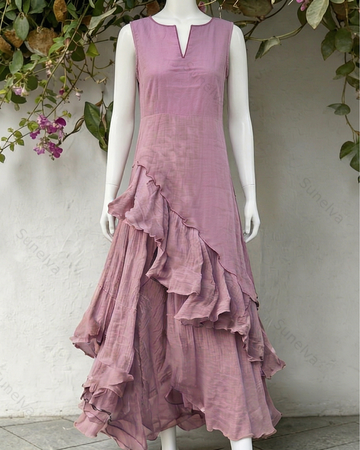 Women's Vacation Irregular Ruffle Linen Dress 1385