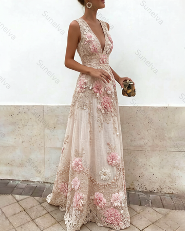 Women's Vacation Irregular Ruffle Flowers Embroidery Dress 7389