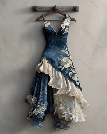 Summer hanging embroidered ruffle dress8785