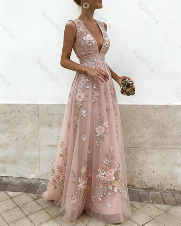 Women's Vacation Irregular Ruffle Flowers Embroidery Dress 5738