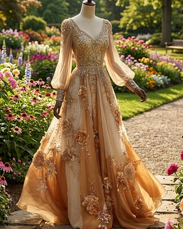 Women's Retro Bohemian Style Floral Embroidery Flowy Linen Maxi Dress  1007