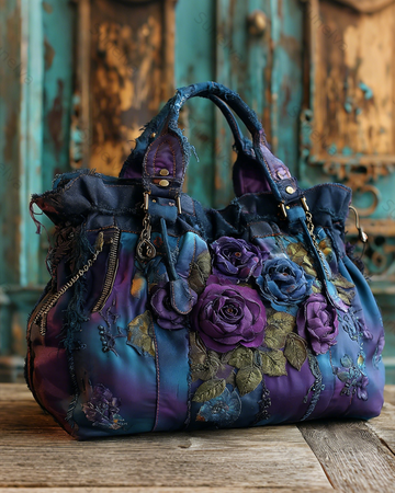 Floral-themed embroidered fashion item: quilted handbag 5240
