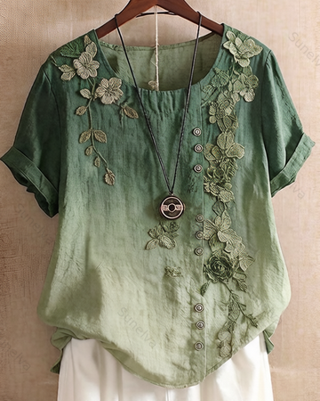 Women's Spring/Summer Fashion Floral Embroidered Top 9237