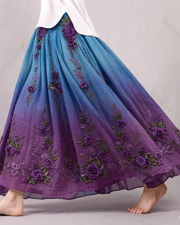 Women's Elegant Floral Embroidered Skirt 1222