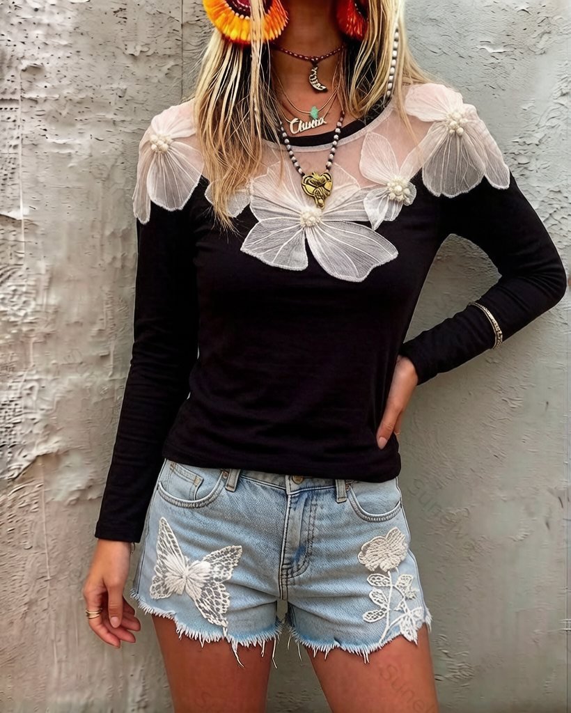 Women's Summer Fashion: Elegant Outdoor Short-Sleeve Top and Shorts Two-Piece Set 2965