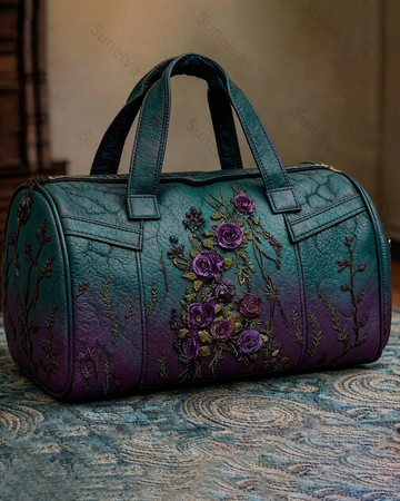 Floral-themed embroidered fashion item: quilted travel bag  7181