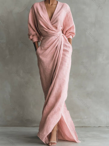 Women's Linen And Cotton Extra-long Dress 7e55