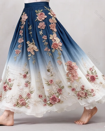 Women's Elegant Floral Embroidered Skirt 1764
